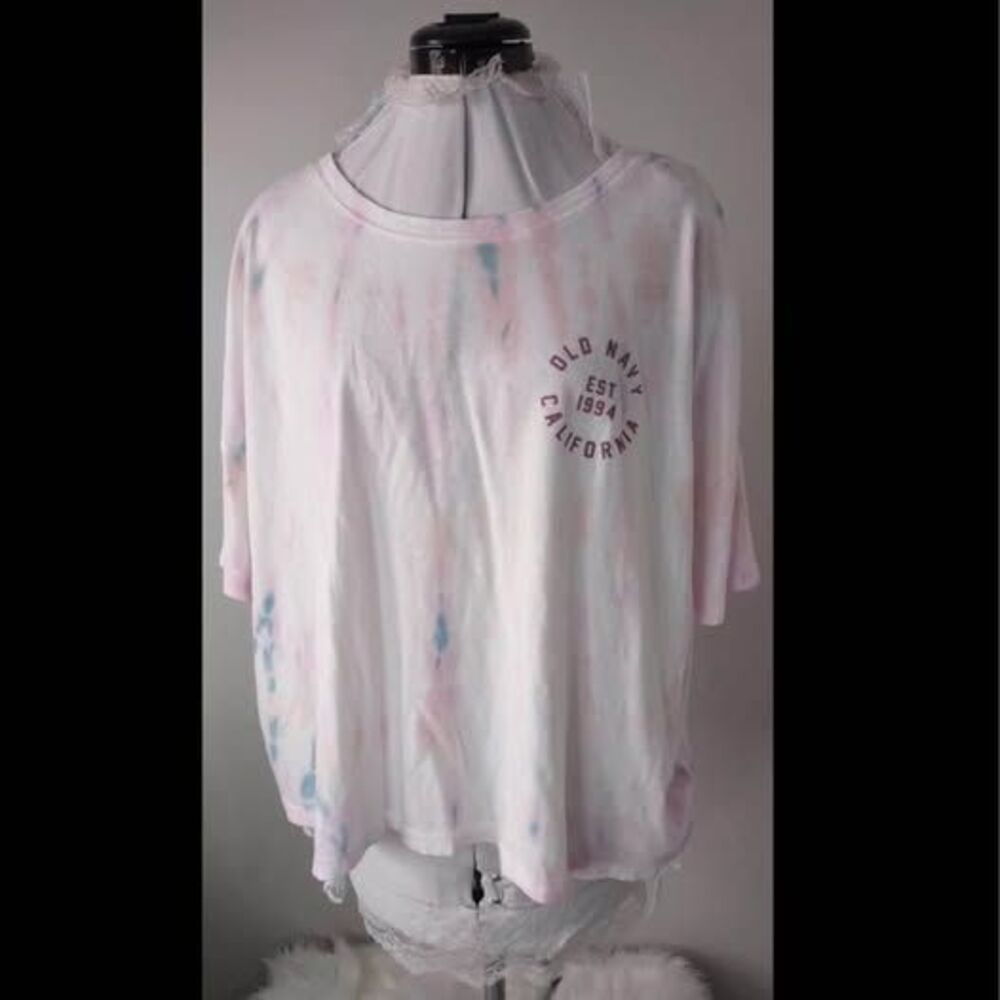 NWT 2X Tee Shirt Tie Dye Old Navy 3/4 Sleeve Crop Tee Tie-Dye Graphic T-Shirt C7